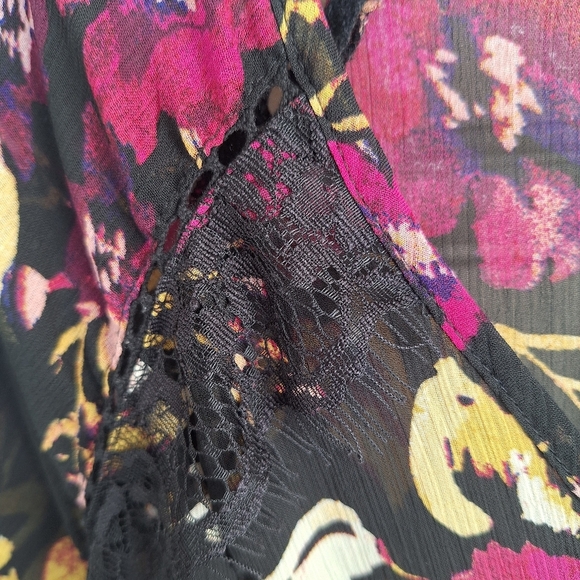 Jessica Simpson Maternity Women's Dress SzM Sheer Blk/Pink Floral Black Lace - Picture 7 of 10